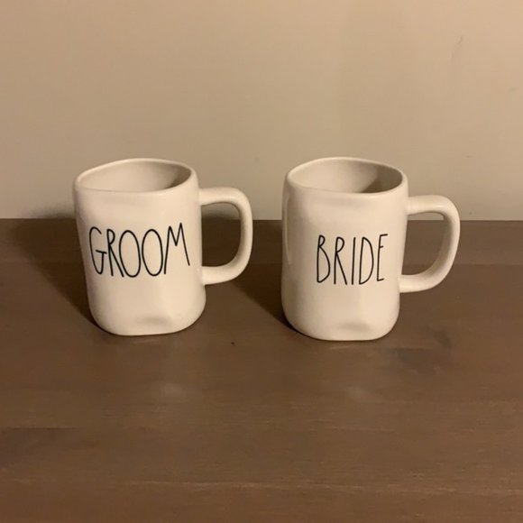 Rae Dunn “Bride and Groom” Cream and Black Ceramic Mugs (Set of 2) - Picture 2 of 5